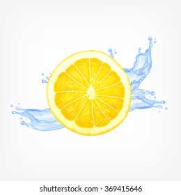 Lemon slice with water splash. Vector icon. EPS10