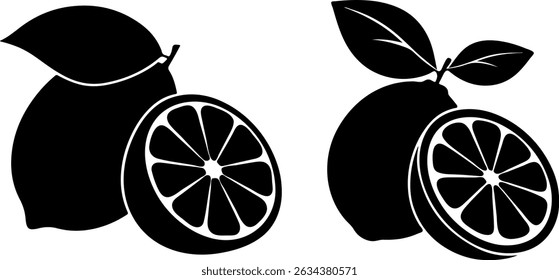 Lemon and Sliced Lemon Silhouette Set