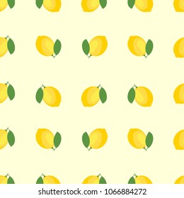 Lemon and sliced lemon vector pattern background.