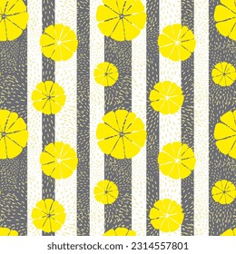 Lemon slices background, hand drawn icons. Colorful wallpaper vector. Seamless background with fresh fruits collection.