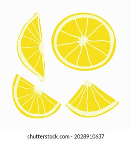 lemon slices of different sizes doodle hand drawn style. vector illustration isolated on white background