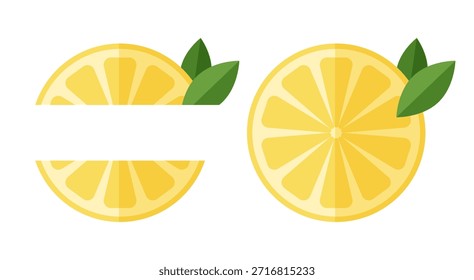 Lemon slices in flat style. Copy space for personalization. Graphic design for culinary projects, menus and product packaging. Summer vibes.