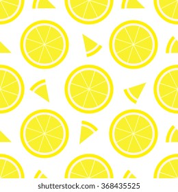 Lemon slices flat style - seamless pattern