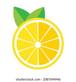 Lemon slices. Fresh citrus, half sliced ​​lemons and chopped lemon. Cut lemons fruit slice and zest for lemonade juice or vitamin c logo. Isolated cartoon vector illustration icons set eps 10