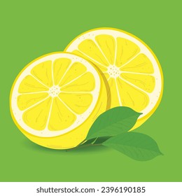 Lemon slices. Fresh citrus, half sliced lemons and chopped lemon. Cut lemons fruit slice and zest for lemonade juice or vitamin c logo. Isolated  vector illustration icons set