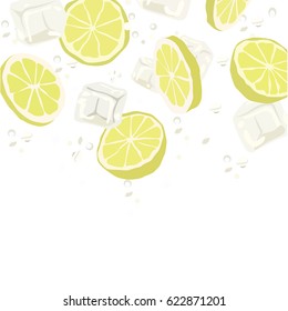 lemon slices and ice cubes