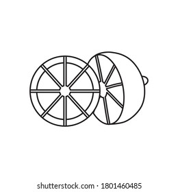 lemon slices icon over white background, line style, vector illustration