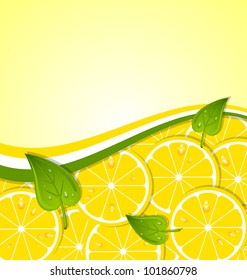 Lemon slices with leaves and ribbon document template