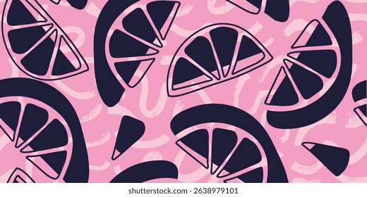 Lemon Slices on Pink Background Pattern
