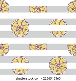 Lemon slices on a seamless pattern. Good for Restaurant menu backdrop or fabric design.