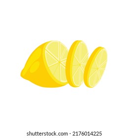 Lemon slices on a white background, a collection of vector illustrations