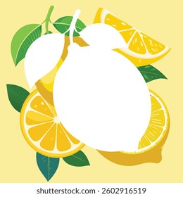 Lemon slices scattered around a white patch, highlighting the citrus freshness with a minimalist touch