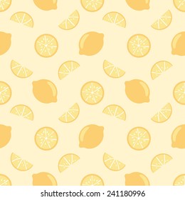 Lemon and lemon slices seamless pattern.
