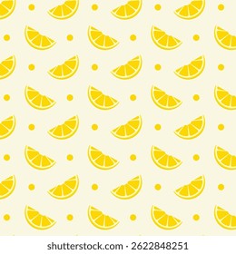 Lemon slices seamless pattern, citrus fruit vector illustration. 