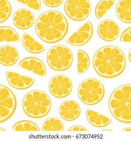 Lemon slices seamless pattern. Citrus fruit background.