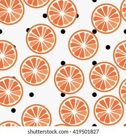 Lemon slices seamless pattern colorful with polka dot