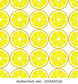 Lemon slices seamless pattern. Flat food vector texture