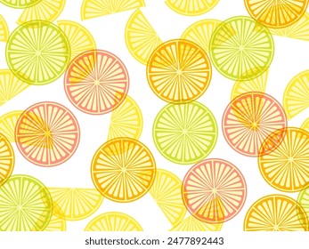 Lemon slices seamless pattern. Minimalist style lemon slices in different colors, refreshing pattern.  Design for wallpapers, print and poster. Vector illustration