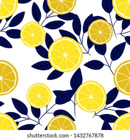lemon slices,  seamless pattern on background.