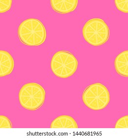 Lemon slices seamless pattern. Simple vector illustration background. For print, textile, web, home decor, fashion, surface, graphic design