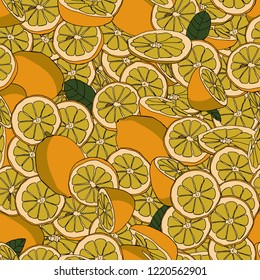 lemon slices seamless pattern vector