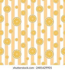 Lemon slices seamless pattern vector illustration. Round slices of ripe yellow lemons on white background. Summer tropical fresh fruits theme wallpaper