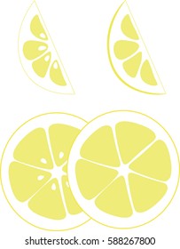 Lemon, lemon slices, set of lemons, vector illustrations