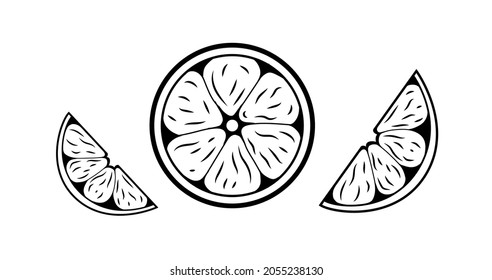 Lemon and lemon slices Vector illustration.