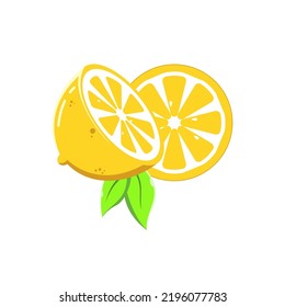 Lemon slices Vector Illustration. Fresh citrus, half sliced lemons and chopped lemon isolated cartoon vector illustration set stock illustration