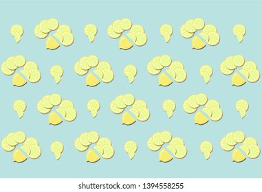 lemon slices in vector on a blue background