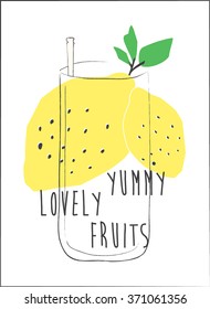Lemon slogan print graphic. For t-shirt or other uses,in vector.