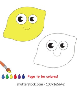 Lemon smiling fruit to be colored, the coloring book for preschool kids with easy educational gaming level.