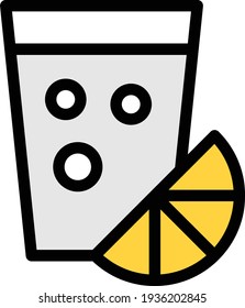 lemon soda vector line colour icon