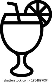 lemon soda vector thin line icon