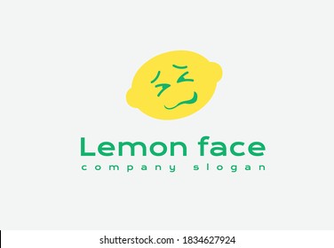 lemon sour face reaction company logo concept design.lemon sour face.lemon face company logo.