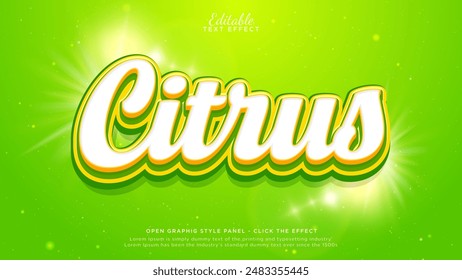 Lemon sour text style headline for food and beverage label. Citrus editable text effect