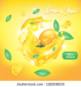 Lemon Splash with 3D concepts for promotions, labels, posters, and product marketing, packaging design
