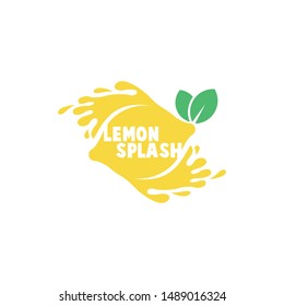 Lemon Splash logo. Fresh lemon fruits on summer season. Summer fruit