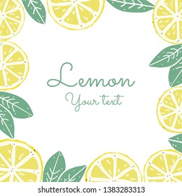 lemon square frame on white background for your text