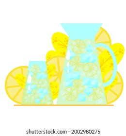 Lemon squash delight with fresh lemon and ice in a glass of cup