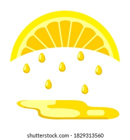 Lemon squeeze concept icon. Sliced lemon with liquid vector illustration