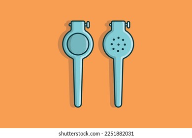 Lemon Squeezer front and Back view vector illustration. Kitchen and Restaurant interior equipment icon concept. Fruit juice squeezer kitchen appliance vector design with shadow.