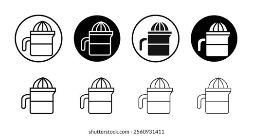 Lemon squeezer icon Flat outline fill set collection