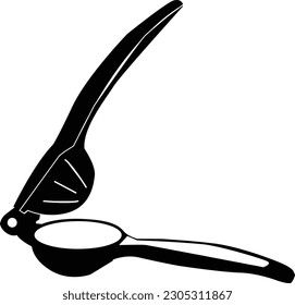 lemon squeezer icon. fruit squeezer sing. manual hand press symbol. flat style.