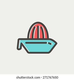 Lemon squeezer icon thin line for web and mobile, modern minimalistic flat design. Vector icon with dark grey outline and offset colour on light grey background.