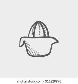 Lemon squeezer sketch icon for web, mobile and infographics. Hand drawn vector dark grey icon isolated on light grey background.