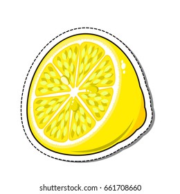 Lemon  sticker isolated on a white background, vector illustration.