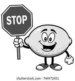 Lemon with Stop Sign Illustration