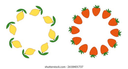 Lemon and strawberry round frames