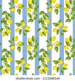 Lemon Striped Seamless Pattern